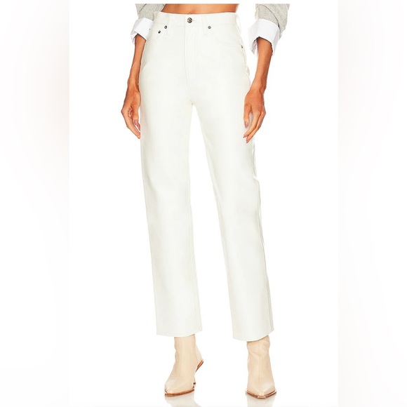 AGOLDIE White faux Leather Pants - Picture 2 of 7